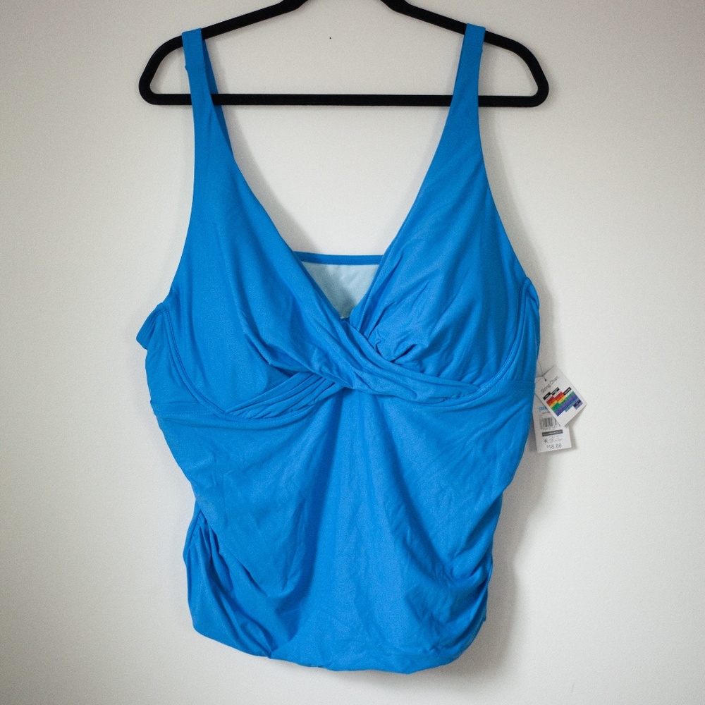 Time and tru 2x 20w-22w blue bathing suit top- NWT